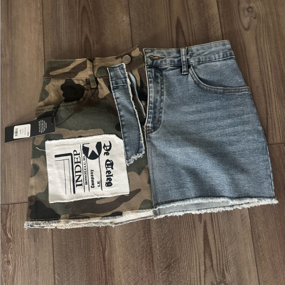 Patchwork Denim Mini Skirt